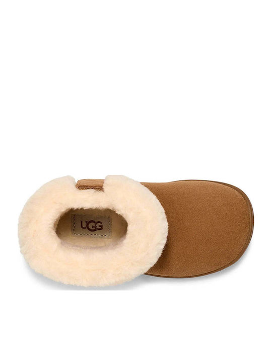 Sammee Suede Kids Boots with Velcro Brown