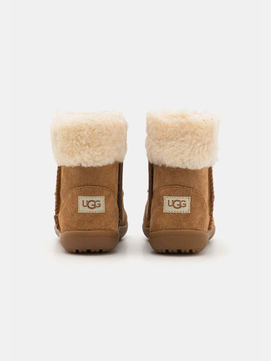 Sammee Suede Kids Boots with Velcro Brown