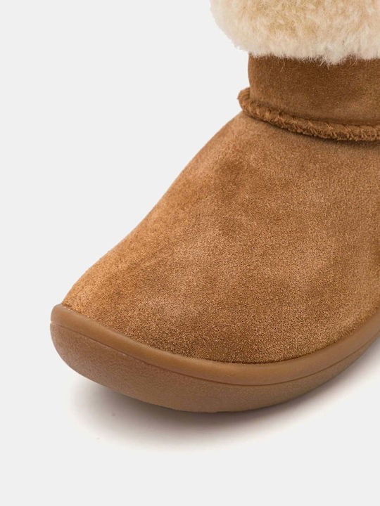 Sammee Suede Kids Boots with Velcro Brown