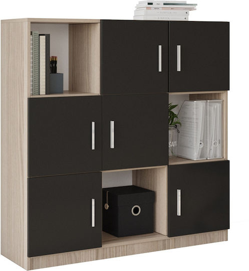 Bibliotecă Elmstead Stejar/Negru 119.9x37.6x121.8 cm