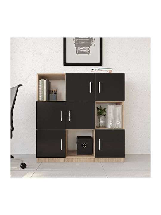 Bibliotecă Elmstead Stejar/Negru 119.9x37.6x121.8 cm