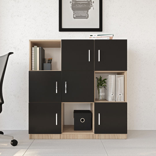 Bibliotecă Elmstead Stejar/Negru 119.9x37.6x121.8 cm