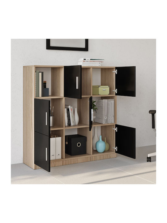Bibliotecă Elmstead Stejar/Negru 119.9x37.6x121.8 cm