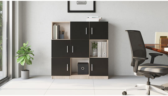 Bibliotecă Elmstead Stejar/Negru 119.9x37.6x121.8 cm