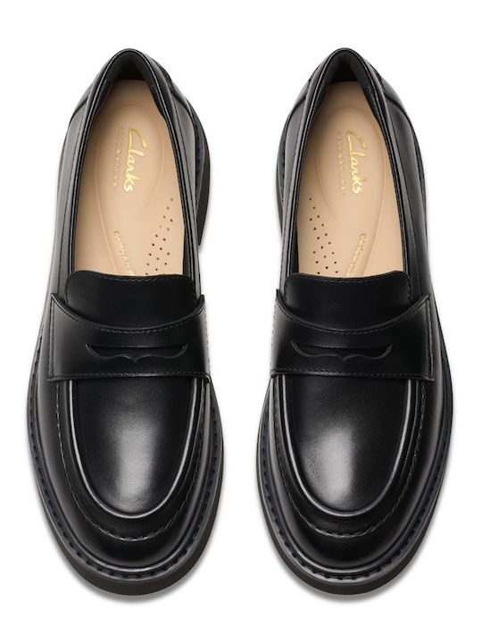 Edge Leather Women's Loafers in Black Color