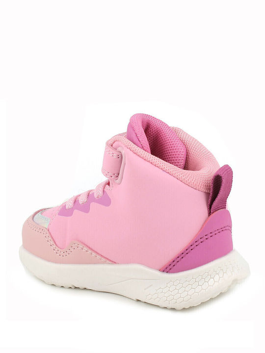 Kinder Sneakers Hoch mit Klettverschluss & Lichtern Rosa
