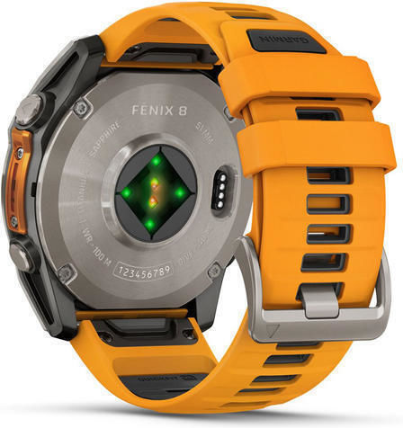 Garmin Fenix 8 Titanium 51mm Waterproof Smartwatch with Heart Rate Monitor (Sapphire, Titanium With Spark Orange/Graphite Silicone Band)