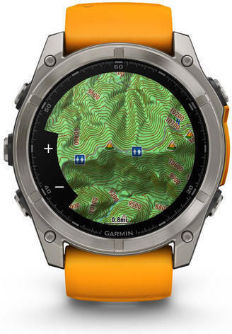 Garmin Fenix 8 Titanium 51mm Waterproof Smartwatch with Heart Rate Monitor (Sapphire, Titanium With Spark Orange/Graphite Silicone Band)