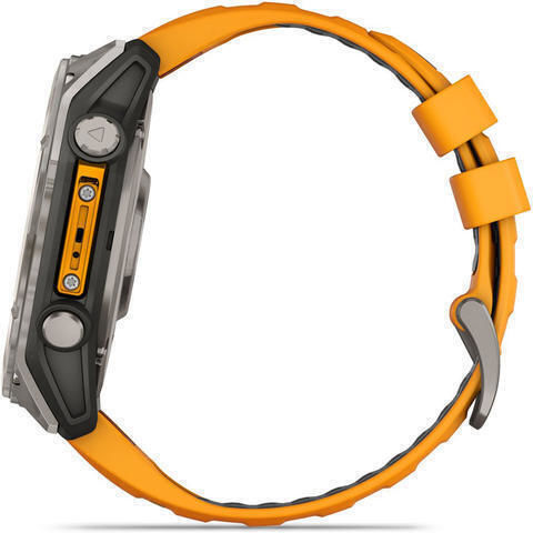 Garmin Fenix 8 Titanium 51mm Waterproof Smartwatch with Heart Rate Monitor (Sapphire, Titanium With Spark Orange/Graphite Silicone Band)