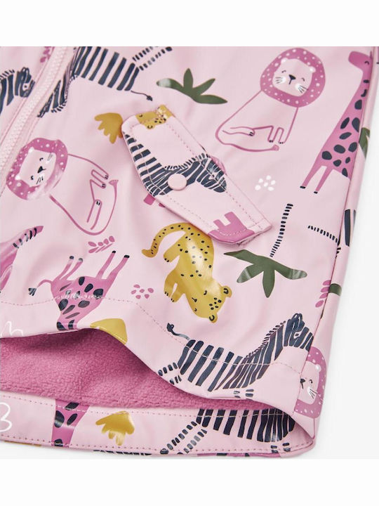 Wasserdichte Kinder Trenchcoat Kurze mit Futter & Kapuze Light Pink