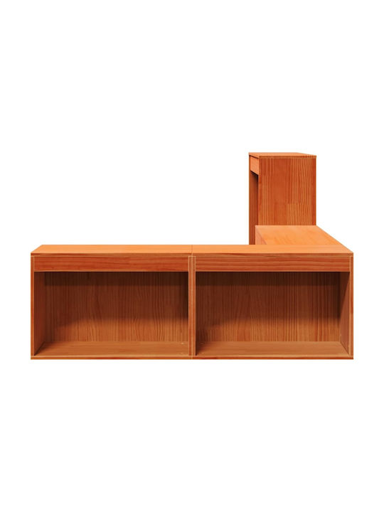 Kids Desk made of Solid Wood Brown Wax 104.5x29x75cm