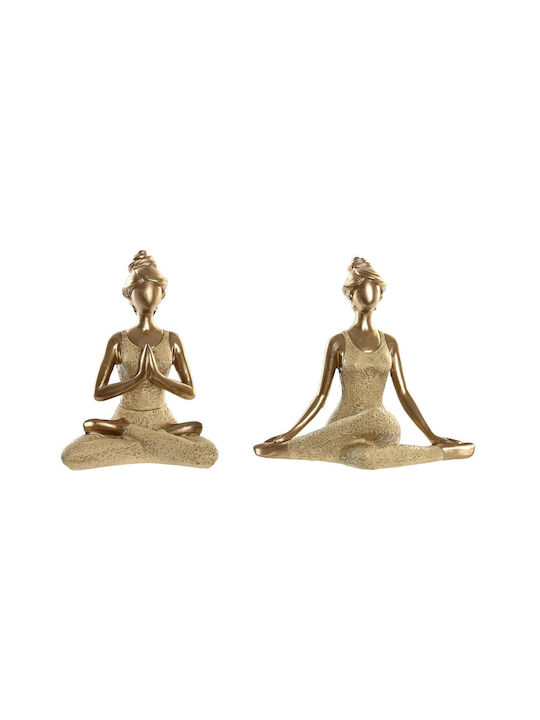 Decorative Figure Dkd Home Decor Gold Yoga 19.5 X 11.5 X 18 Cm X2 S3039681