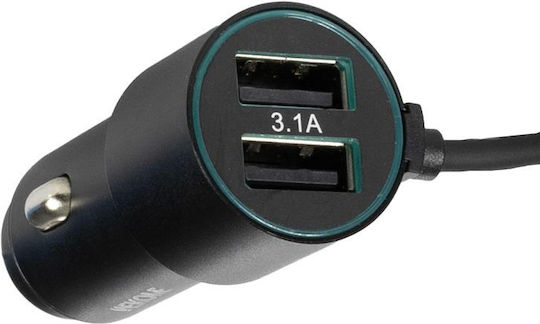 WK WP-C44 Auto-Ladegerät 33W 2A mit Anschlüssen: 2xUSB mit Kabel Blitzschlag / Mikro-USB / Typ-C,TC-TC Schwarz Farbe