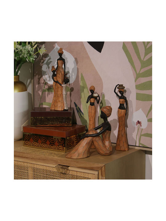 Figurină Decorativă Alexandra House Living Femeie Africană din Plastic Maro 12 X 23 X 24 Cm