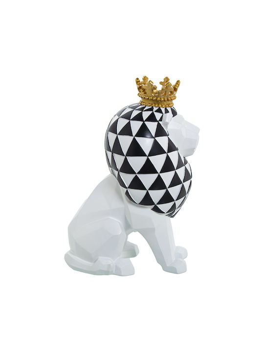 Decorative Figure Alexandra House Living White Gold Plastic Material Lion Crown 17 X 23 X 29 Cm