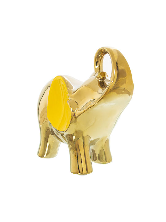 Decorative Figure Alexandra House Living Yellow Ceramic Elephant Gold 12 X 25 X 22 Cm