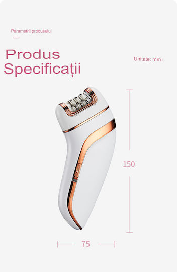 Set Epilator Enzo Beauty 3 În 1 Hm-205 Putere 5w Autonomie 90 Min 3 Capete Epilator Ras Pedichiură Încărcare Usb Alb