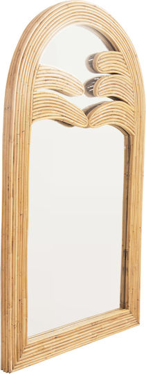 HomeMarkt Reflect Καθρέπτης Τοίχου Τοξωτός με Μπεζ Rattan Πλαίσιο 60x100cm