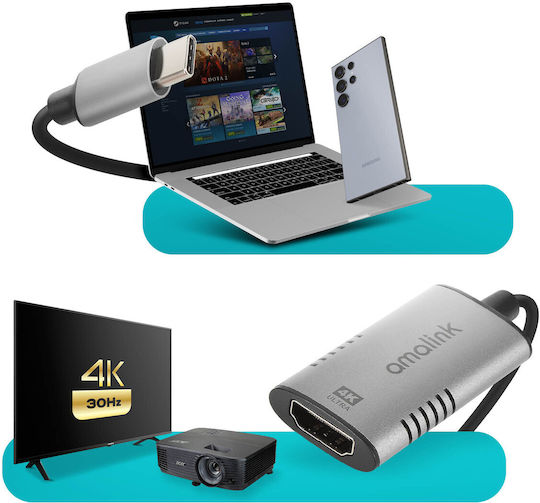 USB-C Adapter auf HDMI-Kabel Buchse Smartphone/4K Auflösung Tablet 15cm