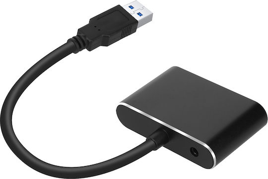 Usb Hub Adapter To Hdmi Vga Female Input 3.5mm Jack Full Hd 1080p Black