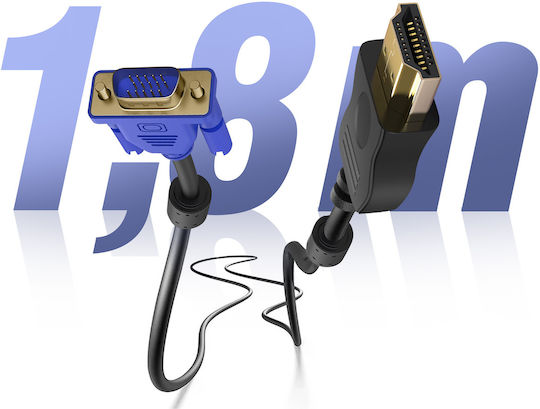 Schwarzes HDMI-Männlich zu VGA-Männlich Kabel 15 Pins 1,8m Audio-Video-Übertragung