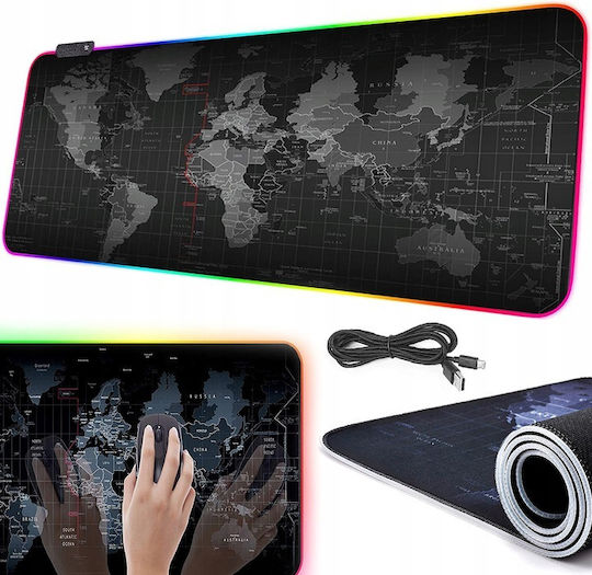 Mouse Pad Zola Rubberized Gaming Map World Colored Led 7 Colors 4 Lighting Modes