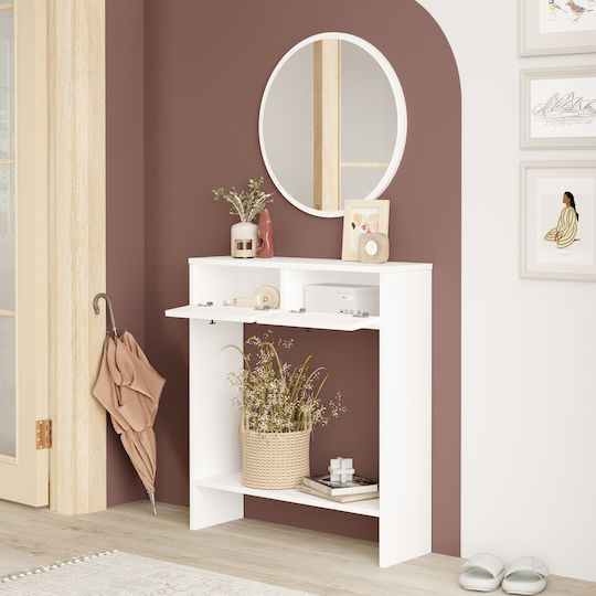 Orkney Wooden Console Table with Mirror White/Pine L80.4xW24.8xH90cm