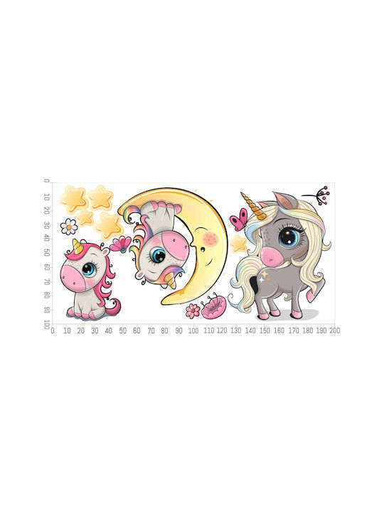 Kinderaufkleber Bunte Einhörner Märchen Kinderdekoration 100x200