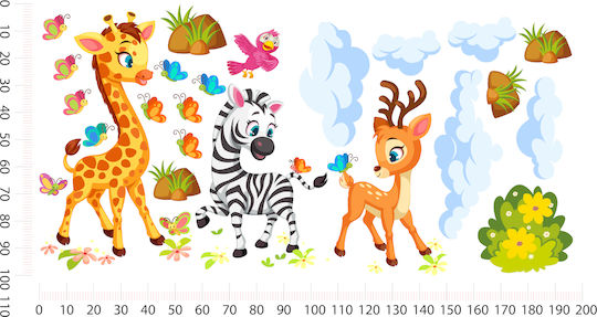 Colorful Animal Kids Wall Stickers for Children's Room 100x200