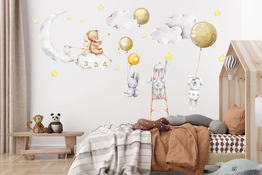 Kindersticker Palette Tiere Bären Hasen Ballons Wolken 60x120