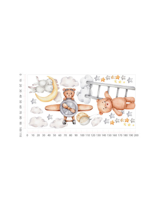 Kids Room Stickers Bear Beige Grey Decoration 100x200