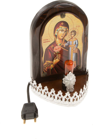 Lampa Icoană Electrică Fecioara Maria-Iisus Lemn Mică 12x9x18cm 1 Bucată