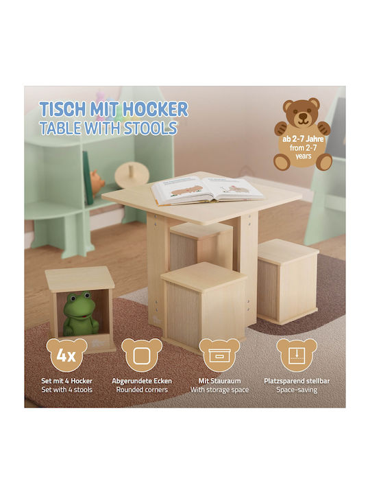 Kids Table and Chairs Set Brown Joyz