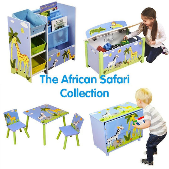 Kids Table and Chairs Set for Painting made of Wood Blue