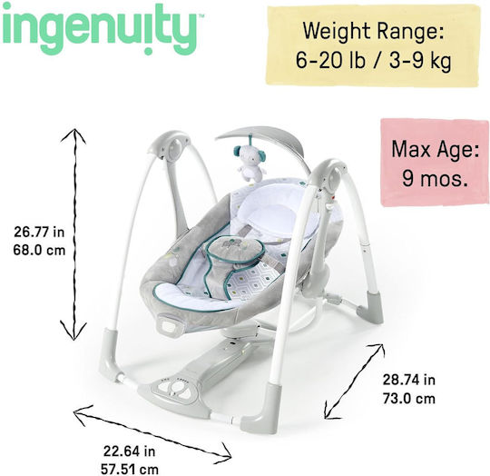 Ingenuity Elektrisch Baby Relax Schaukel ConvertMe Swing 2 Gray