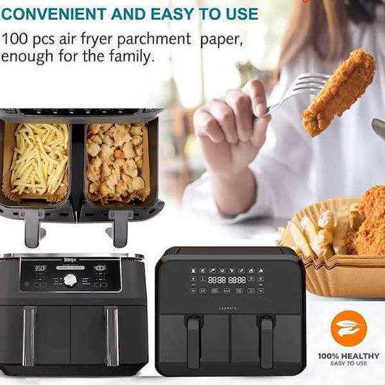 Set Mercaton 50 Foi de Copt și Prăjit pentru Airfryer Dublu Strat Formă Dreptunghiulară 40 G/m² 14 X 22 Cm