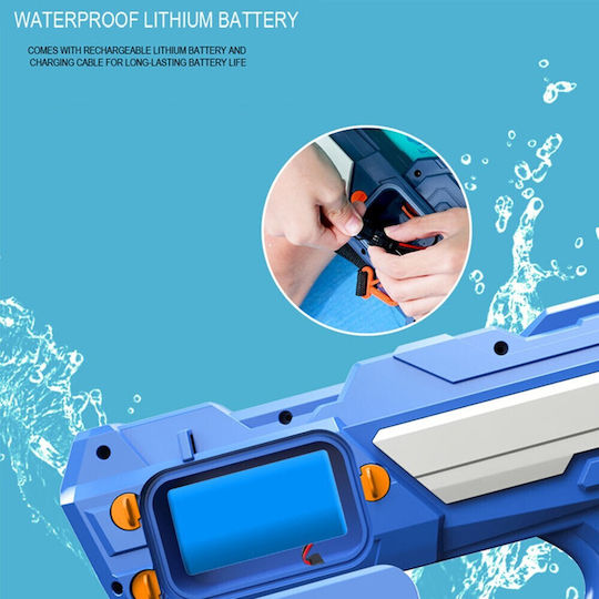 Pistol cu Apă pentru Copii Rezervor 600ml Flippy 14+ Ani Baterie Electrică 1200mAh Explozie Albastru Alb 1000ml
