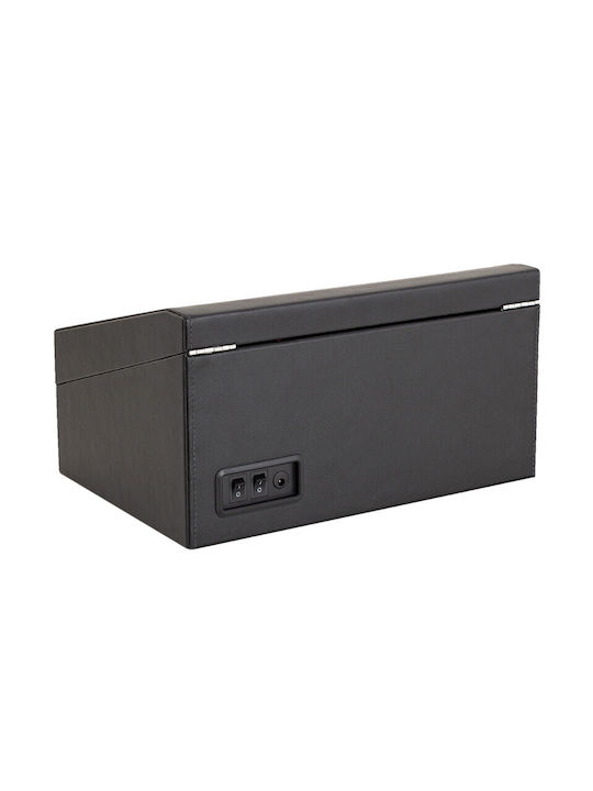 Cutie Întors Ceasuri Iuni Watch Winder 4 + 6 Spații de Depozitare Piele Ecologică Neagră