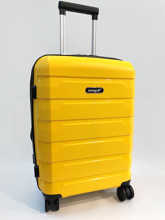 Diplomat Valiză De Călătorie Cabina Mică Colecția Seagull Tough Galbenă Cu 4 Roți Înălțime 55cm