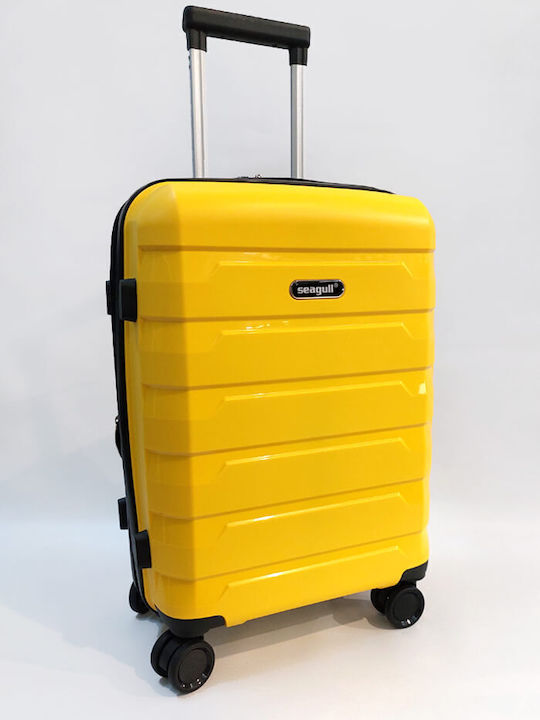 Diplomat Valiză De Călătorie Cabina Mică Colecția Seagull Tough Galbenă Cu 4 Roți Înălțime 55cm