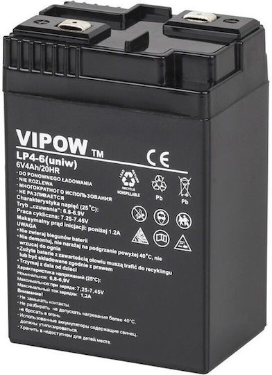 6V Lead Gel Battery 4 Ah Maintenance-Free 70x48x100 Mm