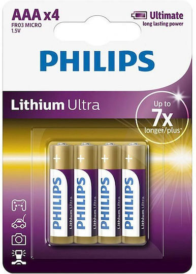 Satz von 4 Ultra Lithium Batterien Philips LR3 AAA