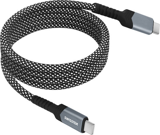 Swissten Usb-c To Usb-c Cable 60w Automatic Winding Length 1m Black