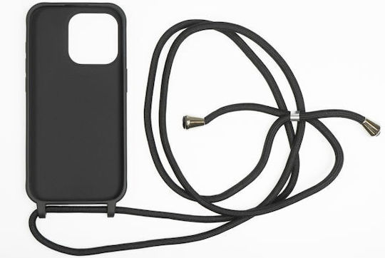 Mobile Origin Back Cover Σιλικόνης / Πλαστικό με Λουράκι Μαύρο (iPhone 15 Pro)