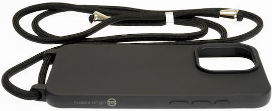 Mobile Origin Back Cover Σιλικόνης / Πλαστικό με Λουράκι Μαύρο (iPhone 15 Pro)