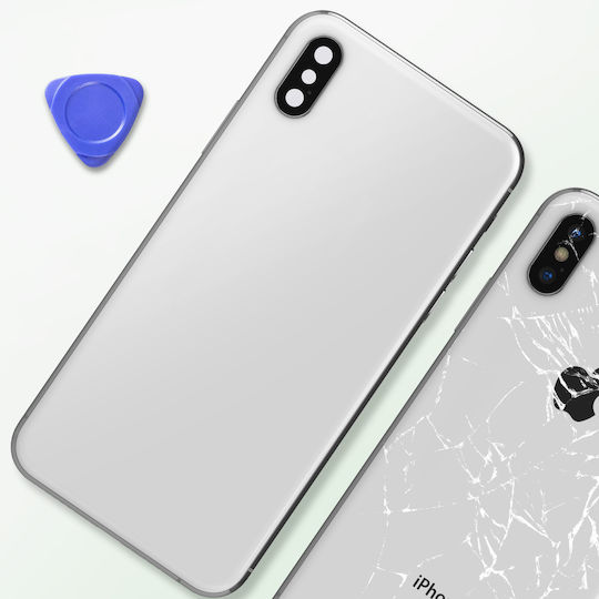 Clappio Frame + Battery Cover Iphone X Silver Rear Window Light Grey