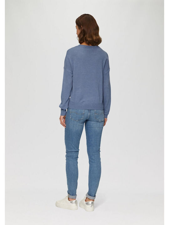 Women's Long Sleeve Crop Sweater Blue