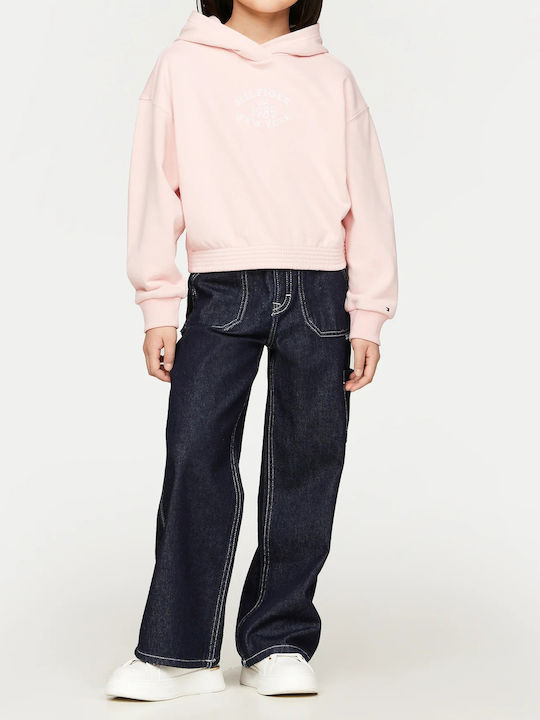 Kids Sweatshirt with Hood and Pockets Pink
