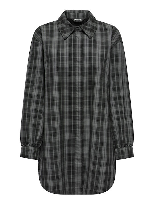 Γυναικείο Καρό Γκρι Overshirt Oversized