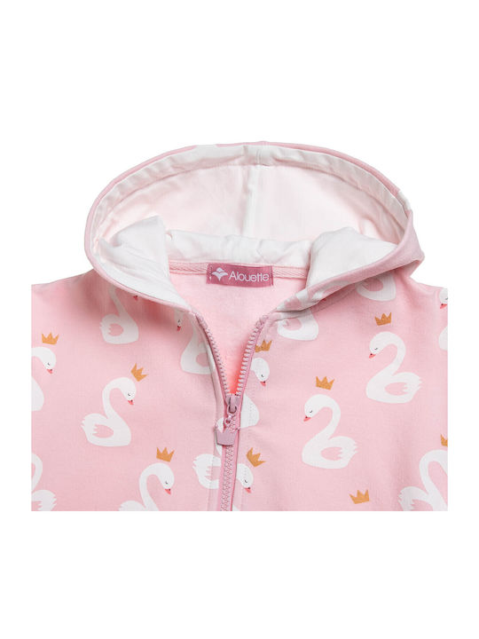 Kinder-Sweatshirtjacke Baumwolle mit Kapuze Rosa